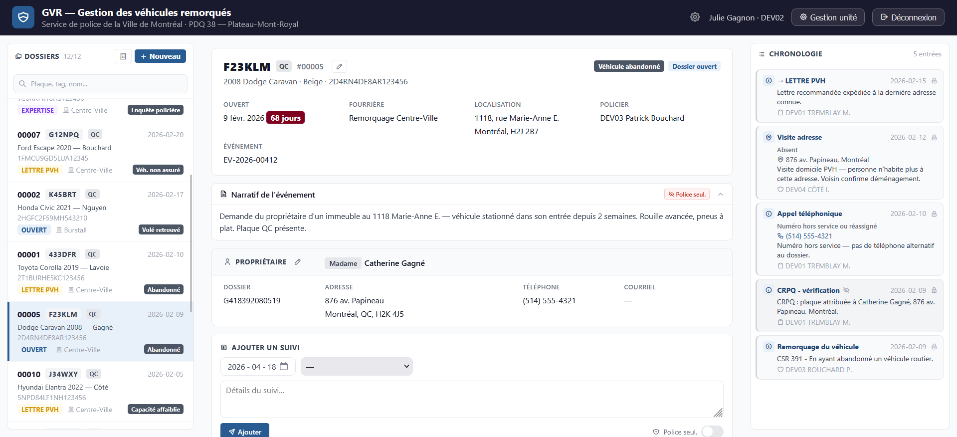 Aperçu de l'interface GVR
